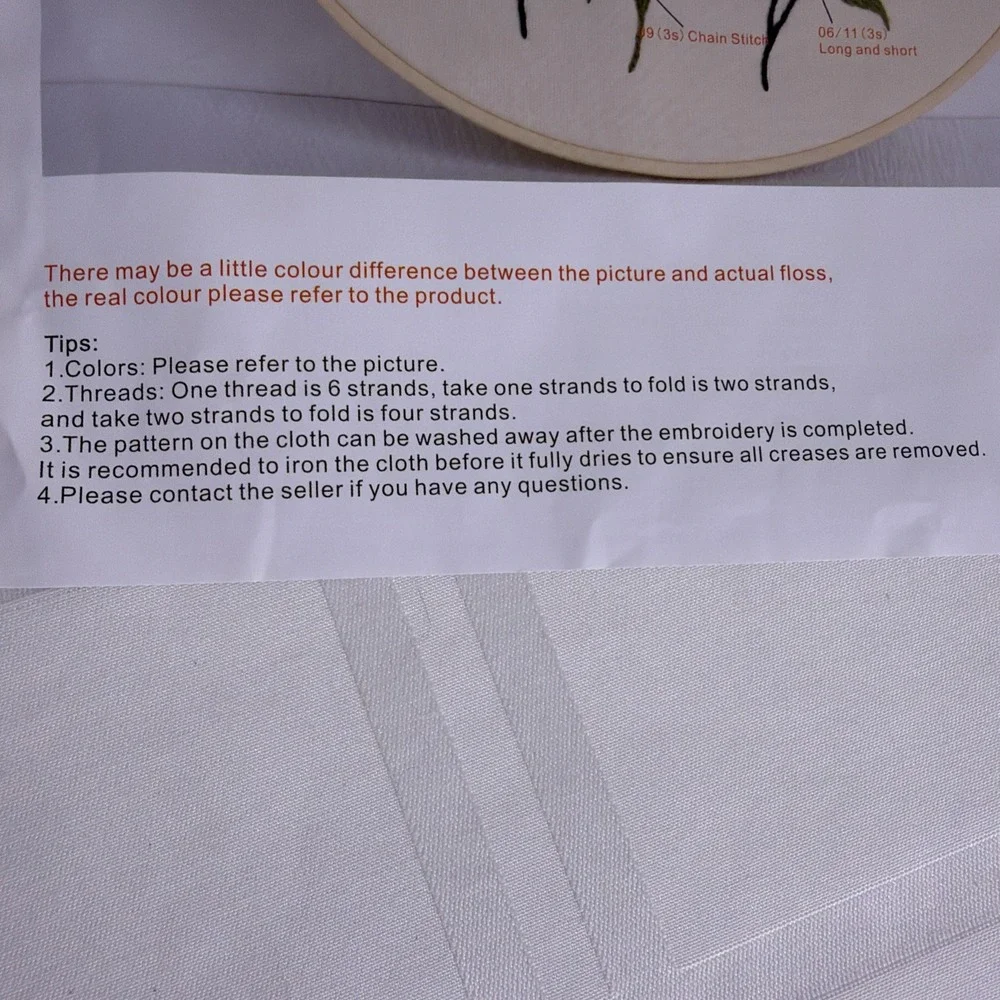Boho Wild Flower Embroidery‎ DIY Art Kits Stamped Cloth Beginner Kits with Hoop